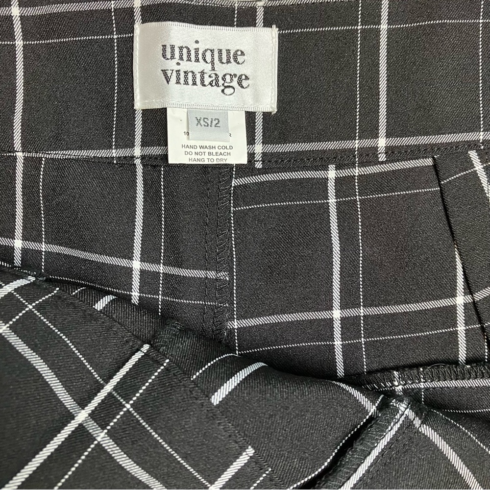 Unique Vintage 1940s Sailor Black & White Windowpane Pants XS 2 *HEMMED* - Picture 7 of 9